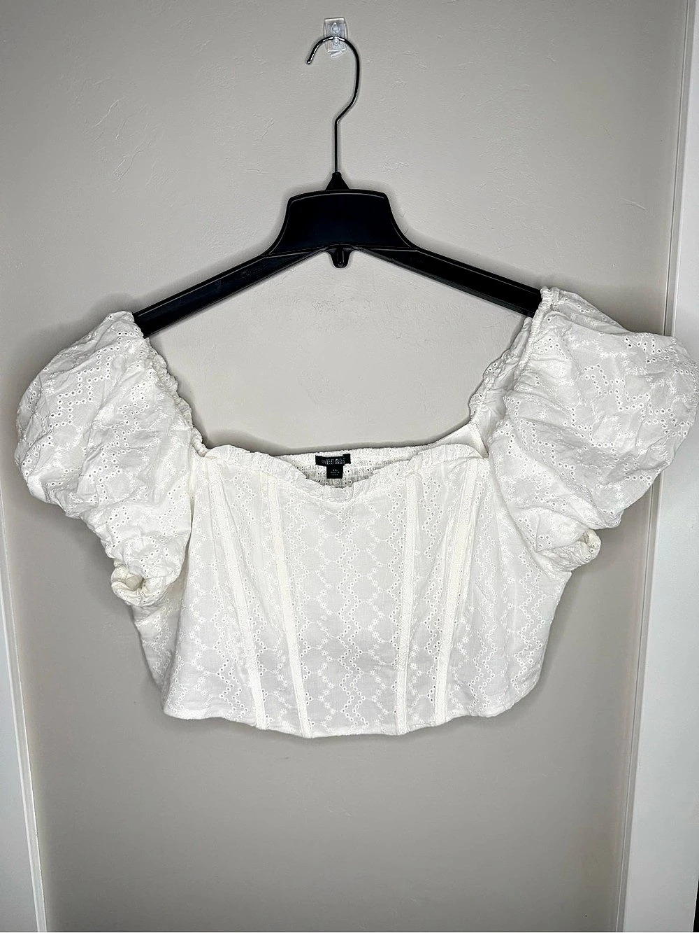 Wild Fable White Floral Puff Sleeve Crop Top Size 2XL